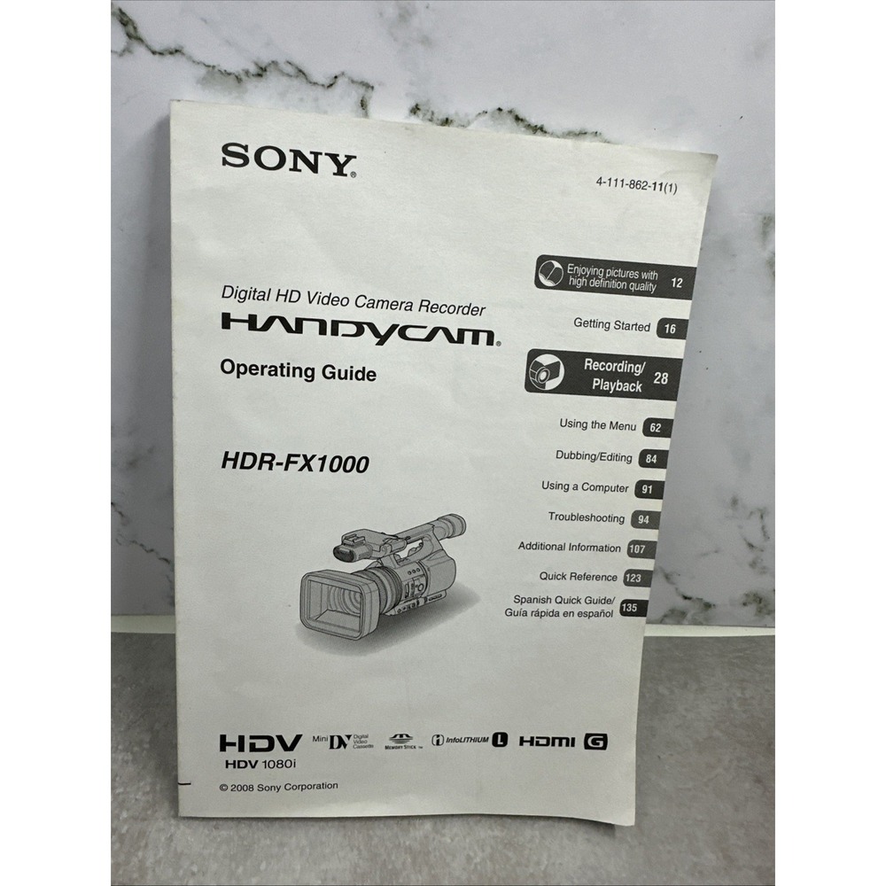 Sony HDR-FX1000 Handycam HDV Camcorder Operating Guide Manual ONLY